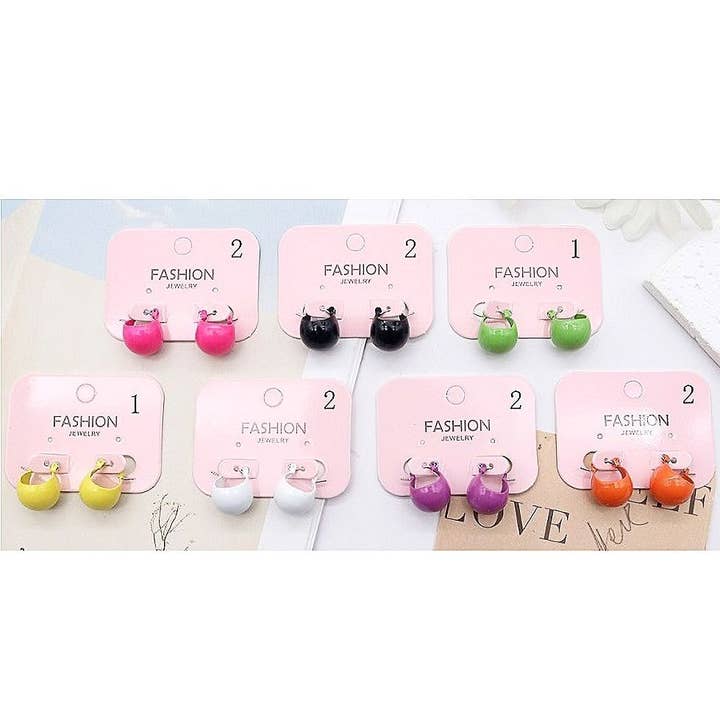 Lot de 12 mini créoles à clous couleur pastel pour la vente par Diacly