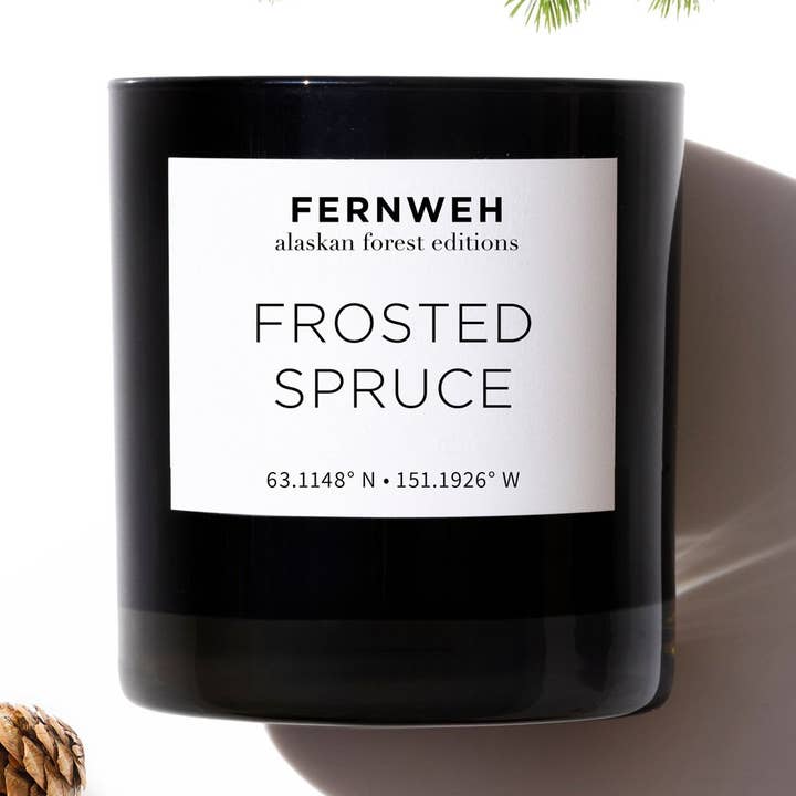Fernweh Editions - Vente Bougie en bocal - Bougie de luxe parfumée épicéa givré au soja - Verre 11 oz0