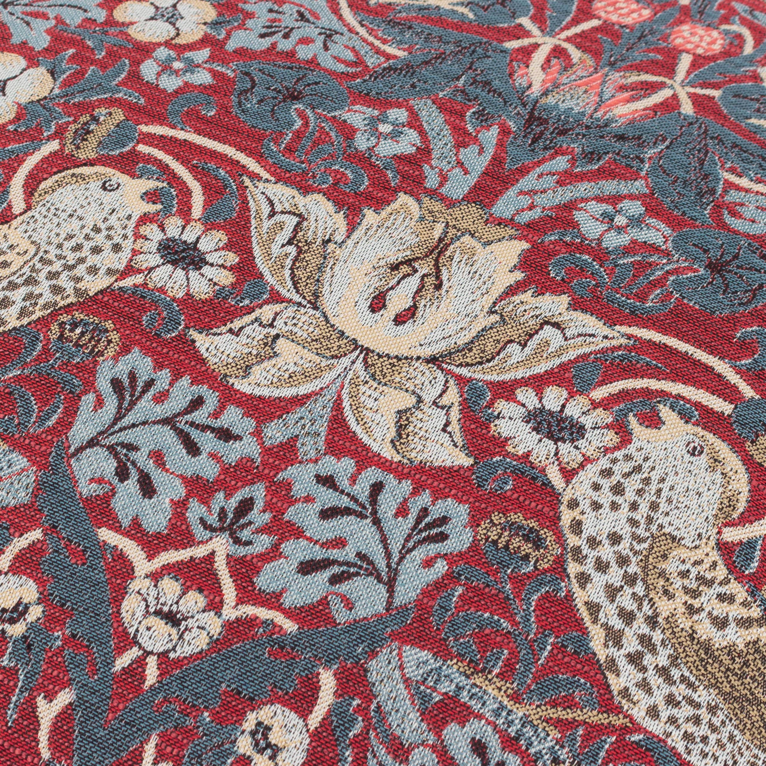 Strawberry Thief Piped Jacquard Cushion Berry for wholesale on Faire4