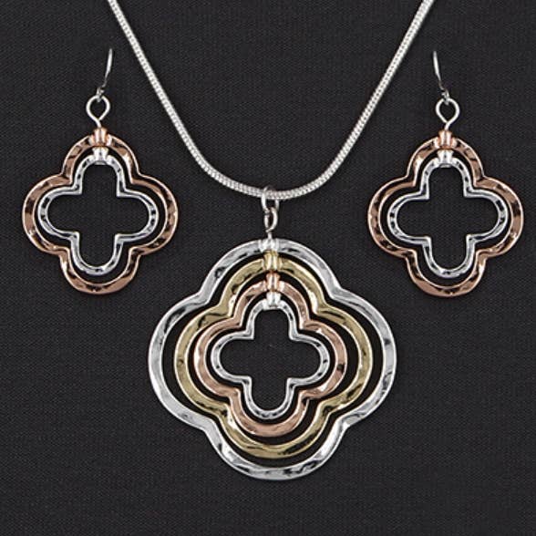 FR5324 Multi-Colored Shamrock 4-Layered 4-Leaf Clover NK Set for wholesale by 0011 PREMIERE