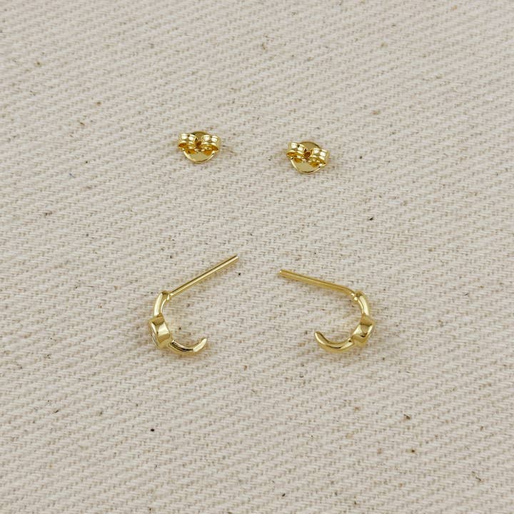 GoldFi - Wholesale Hoop Earrings - 18k Gold Filled Solitaire Bezel CZ C-Hoop Earrings5