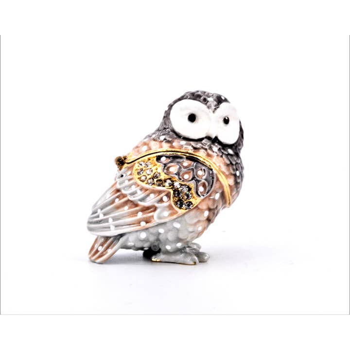 Ciel Collectables - Vente Boîte/rangement à bijoux - Boîte à bijoux petite chouette avec cristaux Swarovski et émail, artisanale4