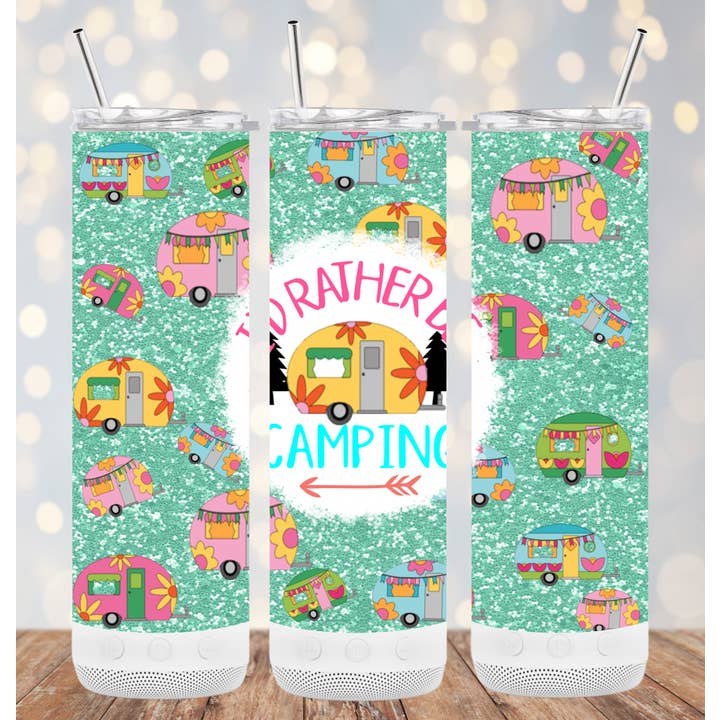 Your Custom Sports - Wholesale Insulated Mug/Tumbler - 20oz Stainless Steel Tumbler - I'd Rather be Camping1