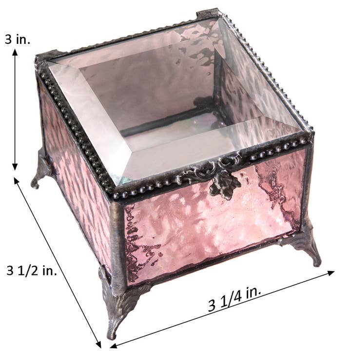 J Devlin Glass Art & Bert Anderson Collection - Wholesale Jewelry Box/Organizer - Box 903 Pink Rose Glass Box1