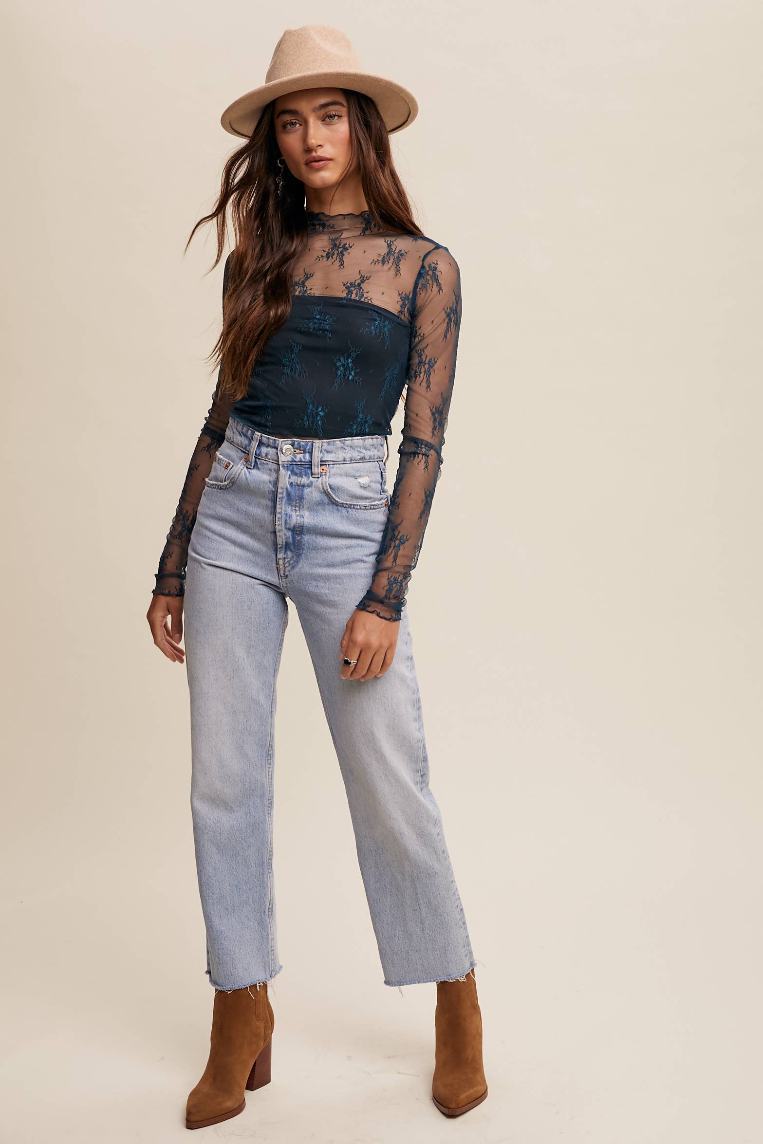 Listicle - Wholesale Blouse - Women's - Sheer Lace Long-Sleeve Top46