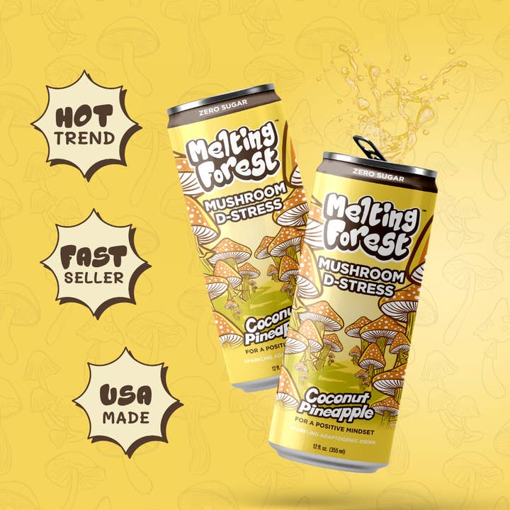Melting Forest - Wholesale Sparkling Water - Mushroom Drink | Stress Relief | Coconut Pineapple 6
