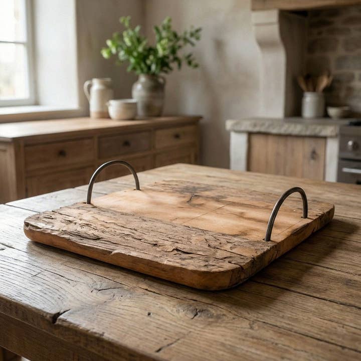 Träbricka med handtag, fyrkantig, brun, obehandlad, högkvalitativ, 30x30 cm för wholesale av Antikas