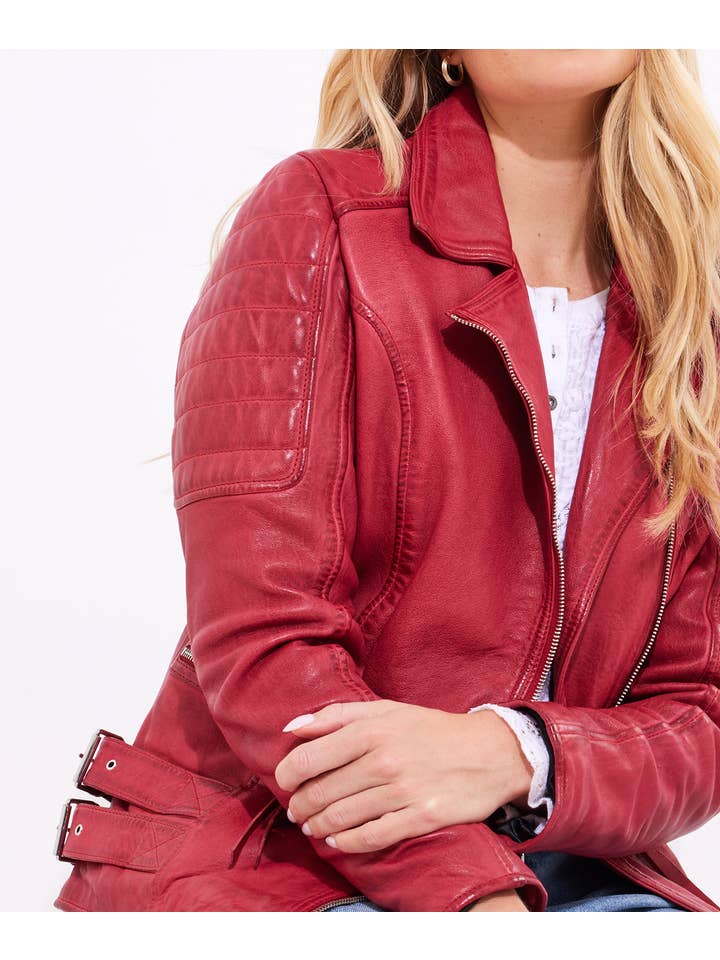 Joe Browns – wholesale Leather jacket – Women′s – Ruby Leather Collared Biker Jacket4