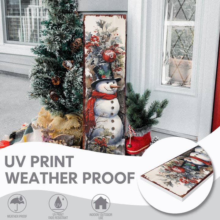 TX USA Corporation - Wholesale Christmas decoration - Farmhouse Snowman "Let It Snow" Porch Sign | Christmas Welcome Decor3