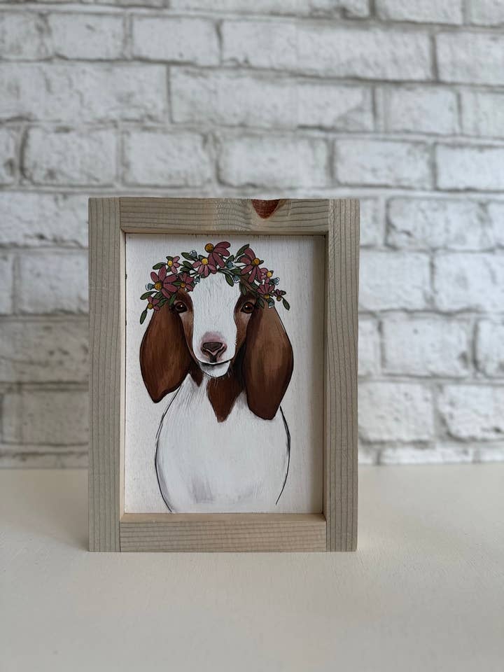 Goat / Wood Framed Print for wholesale by Averie Lane