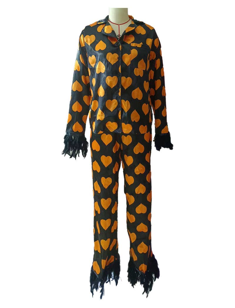 AZSHOP Trading LLC - Vente Haut et bas de pyjama – femme - Ensemble de pyjama à imprimé cœur avec garniture en plumes #20