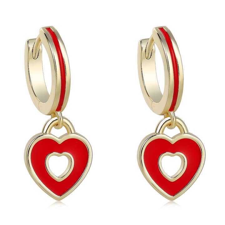 Rood geëmailleerd hart Huggie Back voor wholesale door The Tiny Gem