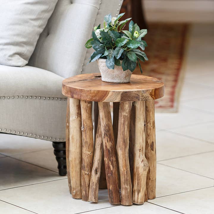 Teak Branch Side / End Table for wholesale by Garden Age Supply