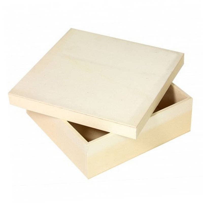Geocakes - Venta al por mayor Caja de regalo - Caja de madera cuadrada con tapa de 23 x 23 x 8 cm0