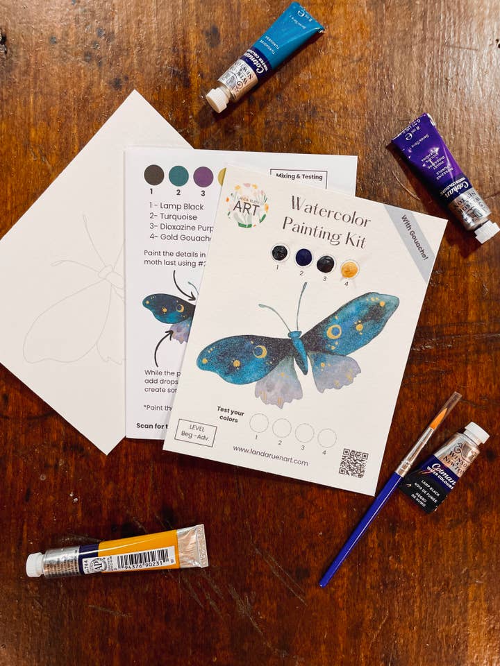 Midnight Moth Watercolor Kit for wholesale by Landa Ruen Art