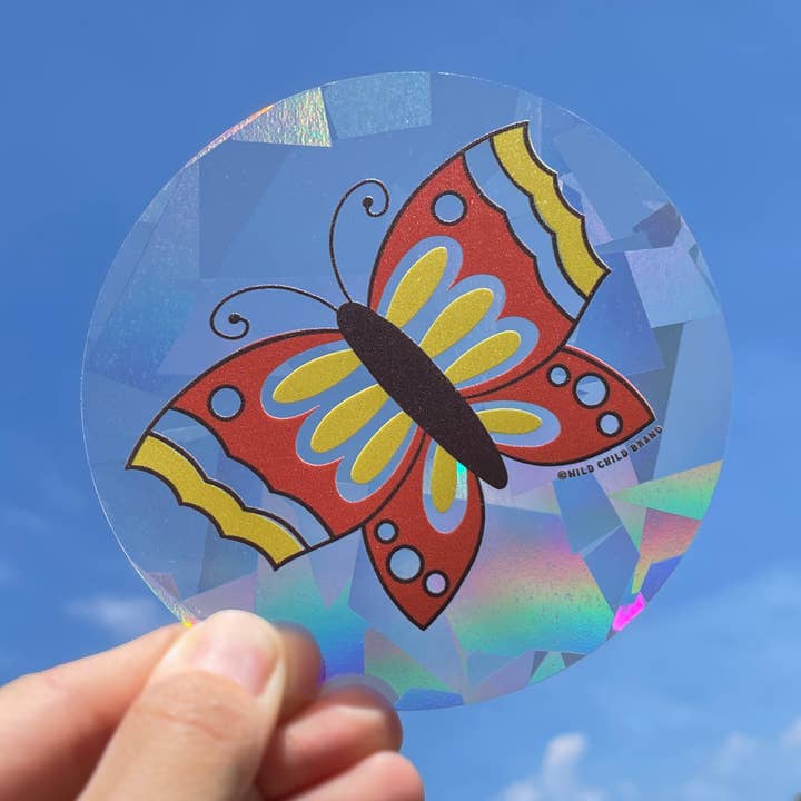 Retro Butterfly Suncatcher Decal for wholesale by Wild Child Brand
