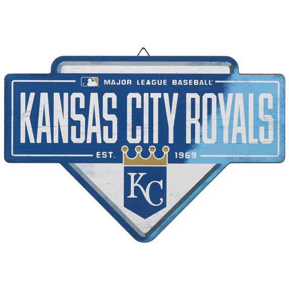 Kansas City Royals Home Plate Wood Wall Decor for wholesale by Open Road Brands, LLC
