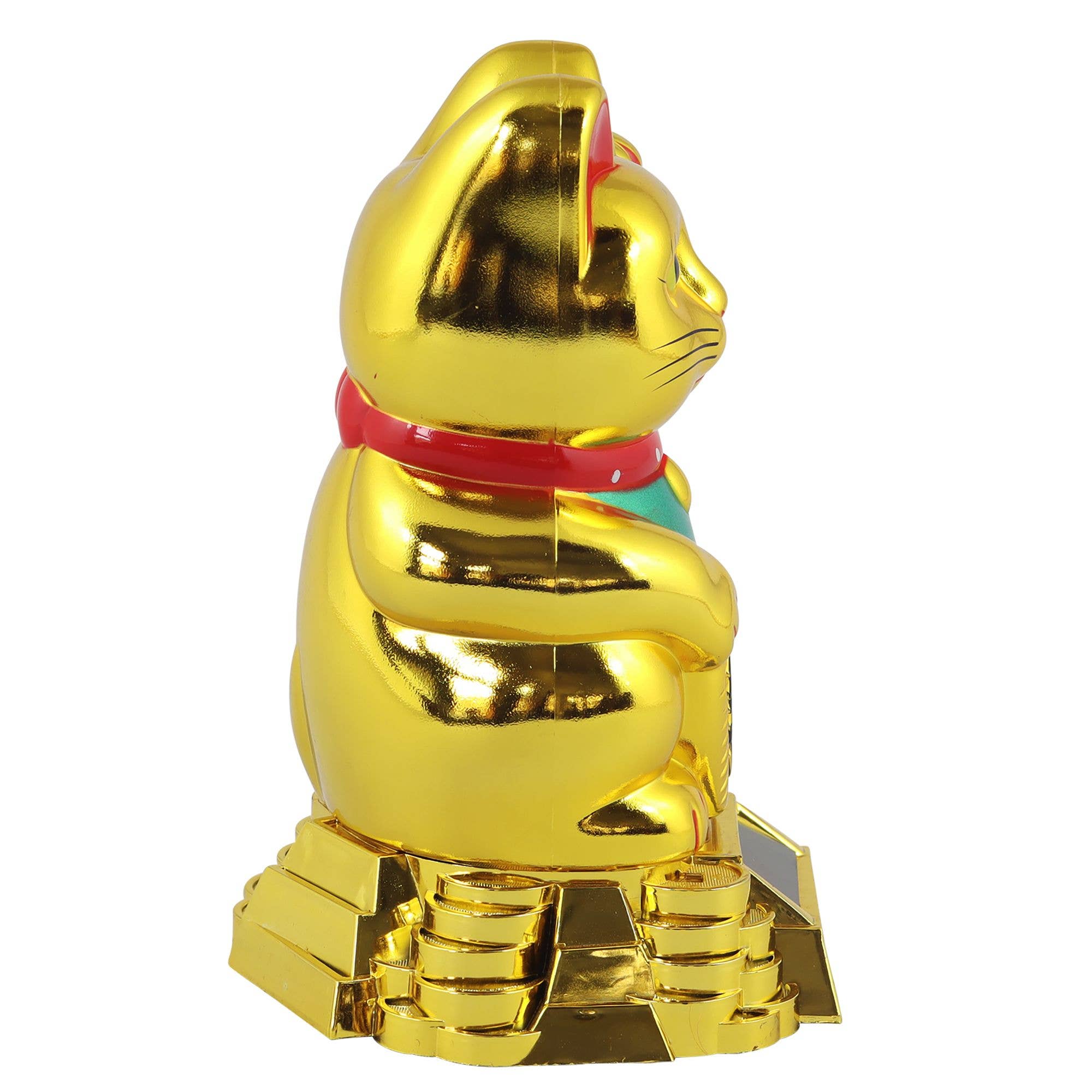 Tribal Trade GmbH - Wholesale Decorative Figurine - Lucky cat Maneki-neko waving cat solar round 15cm gold3