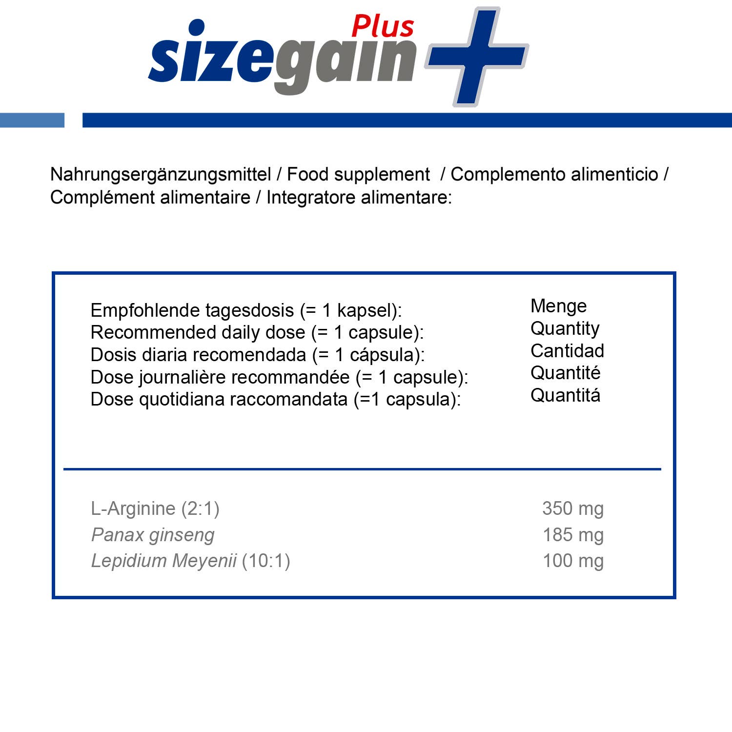 500cosmetics - Wholesale Oral Supplement/Vitamin - SIZEGAIN PLUS, CAPSULES TO INCREASE VIRILITY AND POTENCY1