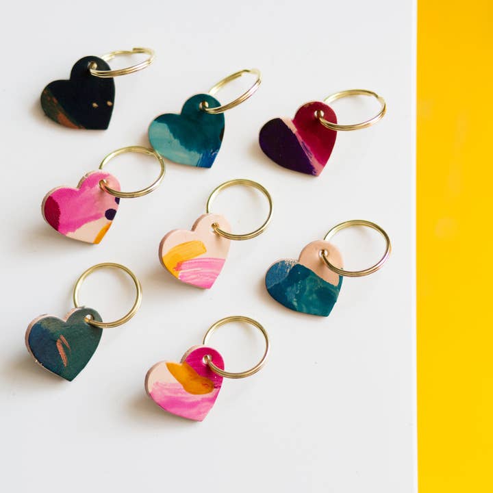 Tori Lo Designs – wholesale Keychain – Women's – Hand Painted Heart Keyring - Multiple Colour Choices4