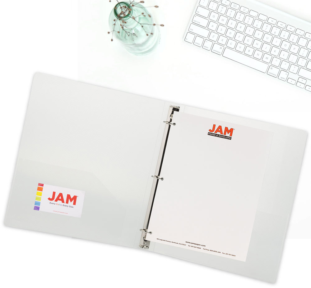 JAM PAPER - Wholesale Binder - JAM Plastic 1 inch Binder, Clear 3 Ring Binder, 1/PK4