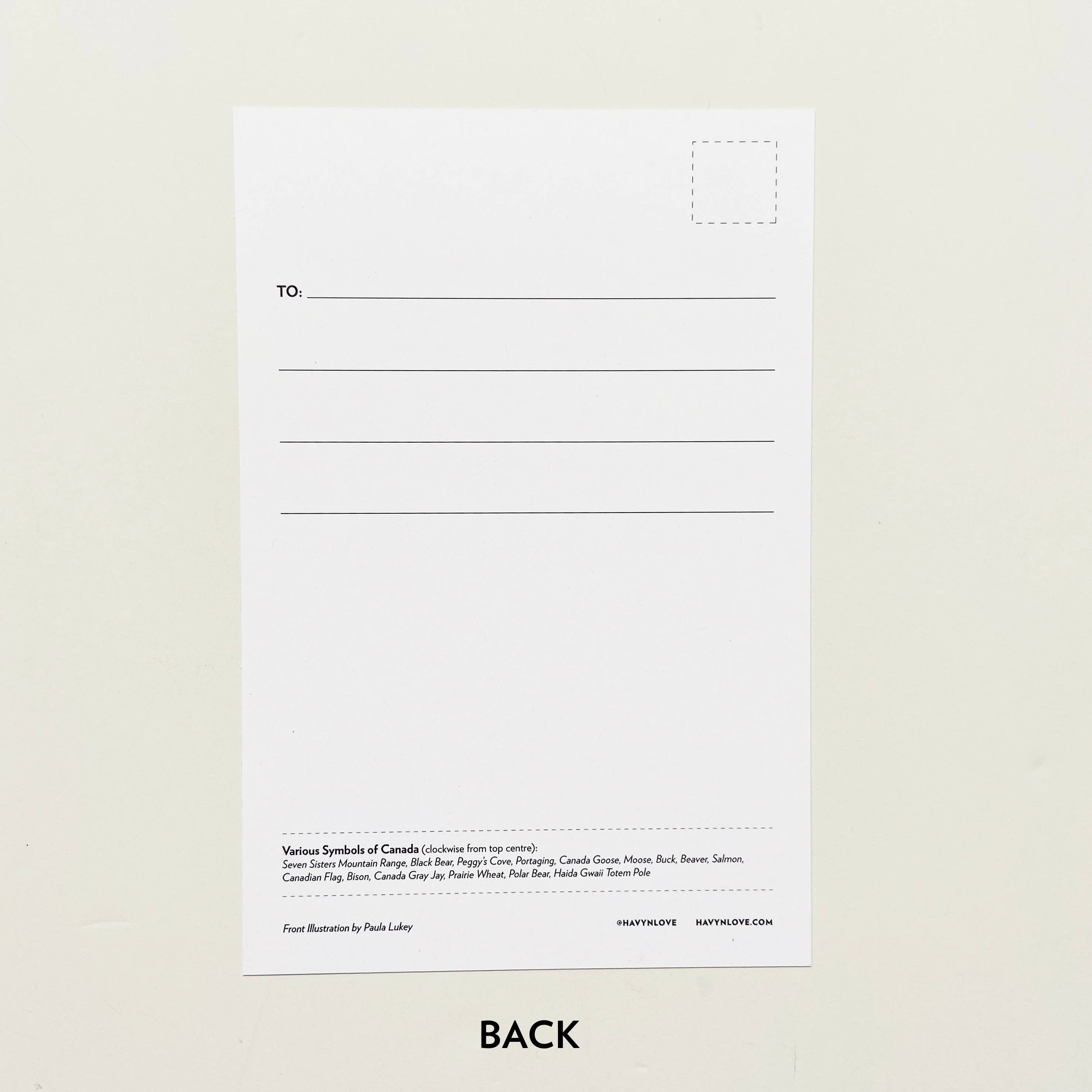 HAVYN - Vente Cartes postales - Carte postale Symboles du Canada 6x96