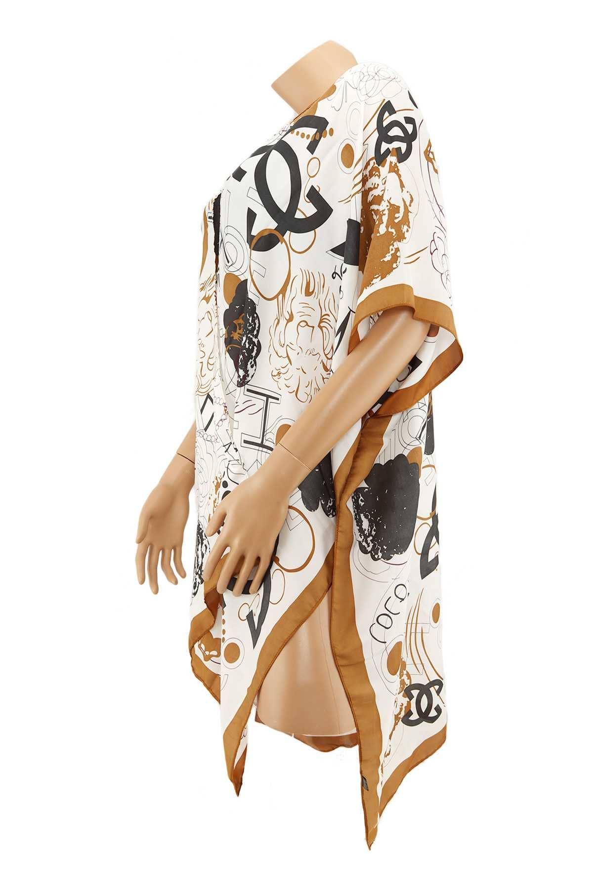 Khaki FANCY PATTERN PRINT KIMONO NK260 for wholesale on Faire1