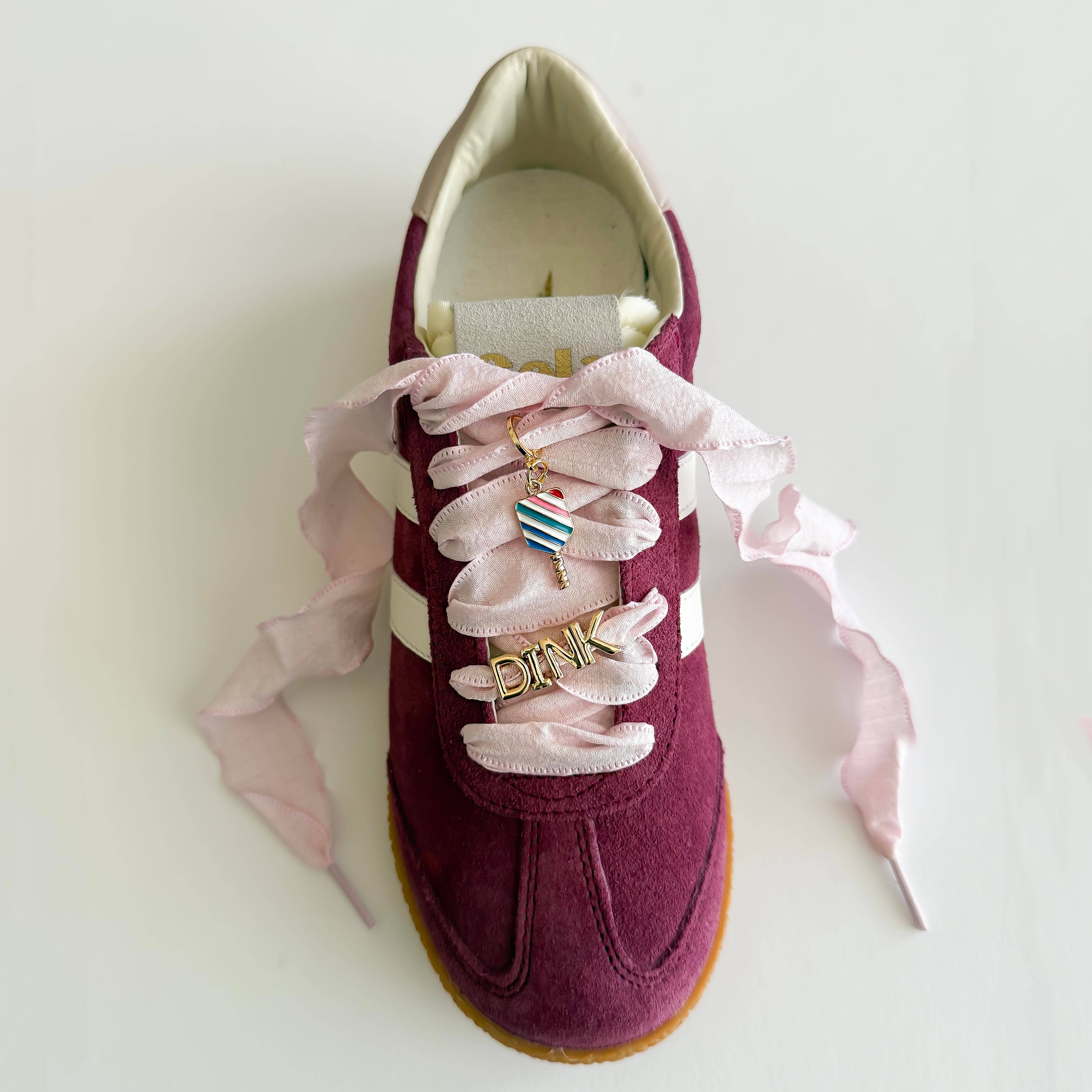 Leo & Lee Studio - Wholesale Shoe Accessories - Pickleball “DINK” Sneaker Charm Set| Pink  Lace & Paddle3