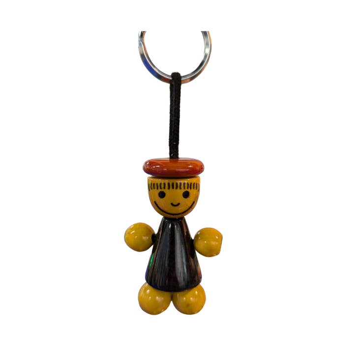 Ethiqana Handmade, Fair Trade Toys Gifts & Décor – Großhandel Schlüsselanhänger – Unisex – Smiling Android Schlüsselanhänger — Schwarz