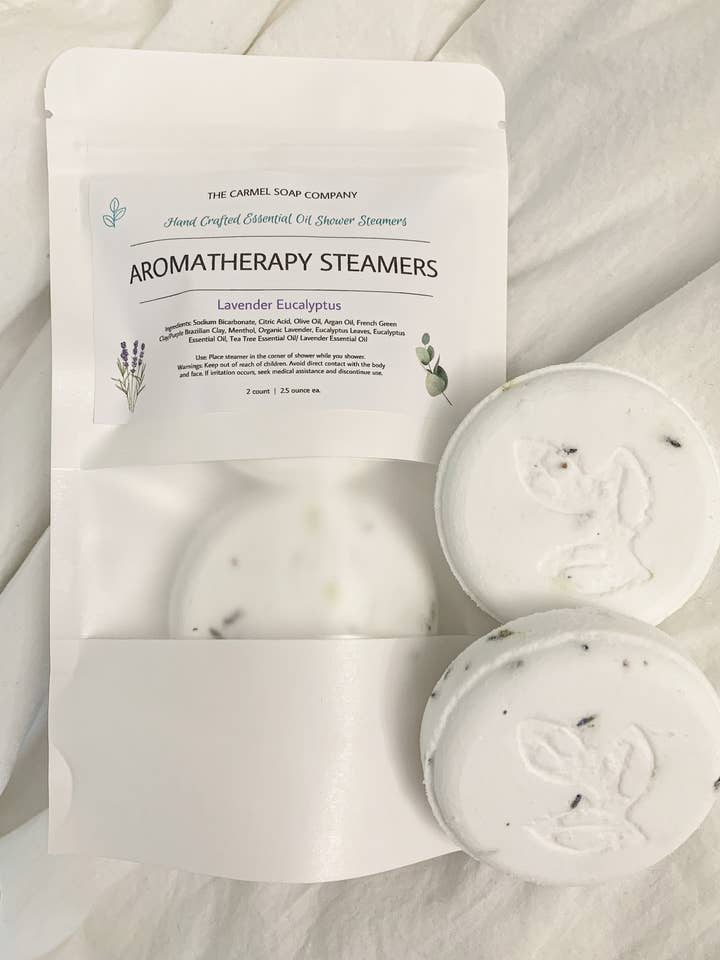Aromatherapy Shower Steamers for wholesale by The Carmel Soap Company