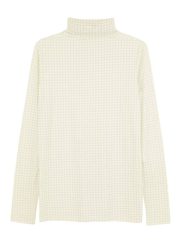 Perfect Polo Neck in Dusk Blue Check for wholesale by TROY London