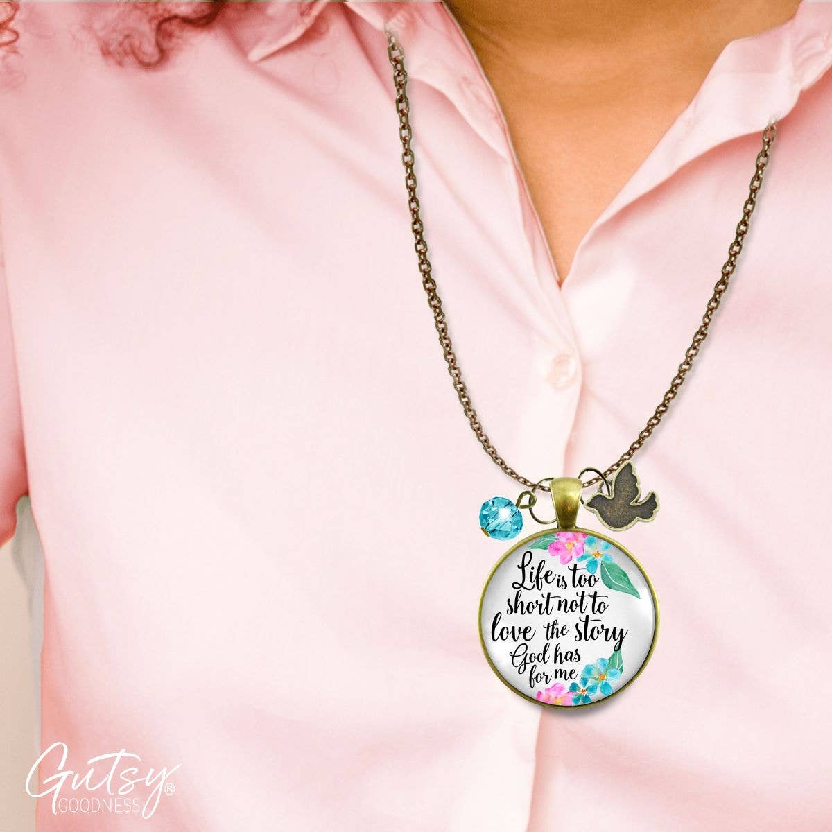 Gutsy Goodness - Wholesale Pendant/Charm Necklace - Faith Necklace Life is Too Short Not To Love The Story G… (C3