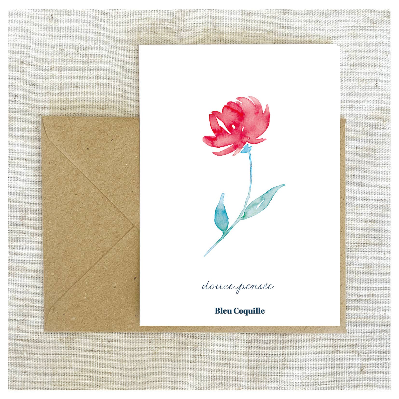 Bleu Coquille - Wholesale Postcard - Stationery Postcard - Sweet Thought (Red Rose)0