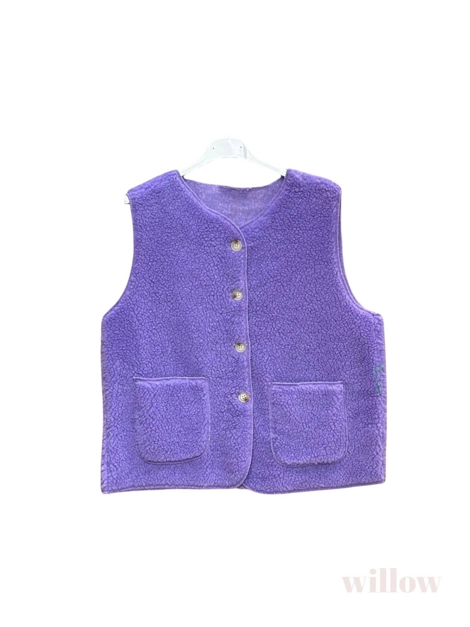 Moonsun - Venta al por mayor Chaleco de abrigo - Mujer - Chaleco sin mangas de piel de oveja con botones12