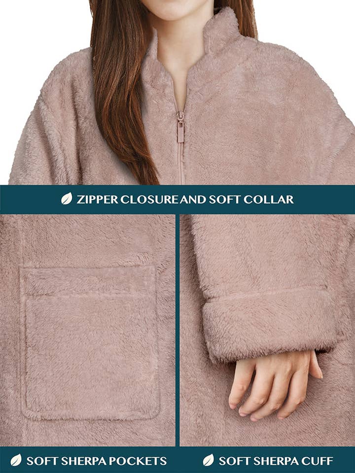 Pavilia - Wholesale Robe - Women's - Women's Sherpa Housecoat Zipper Robe53