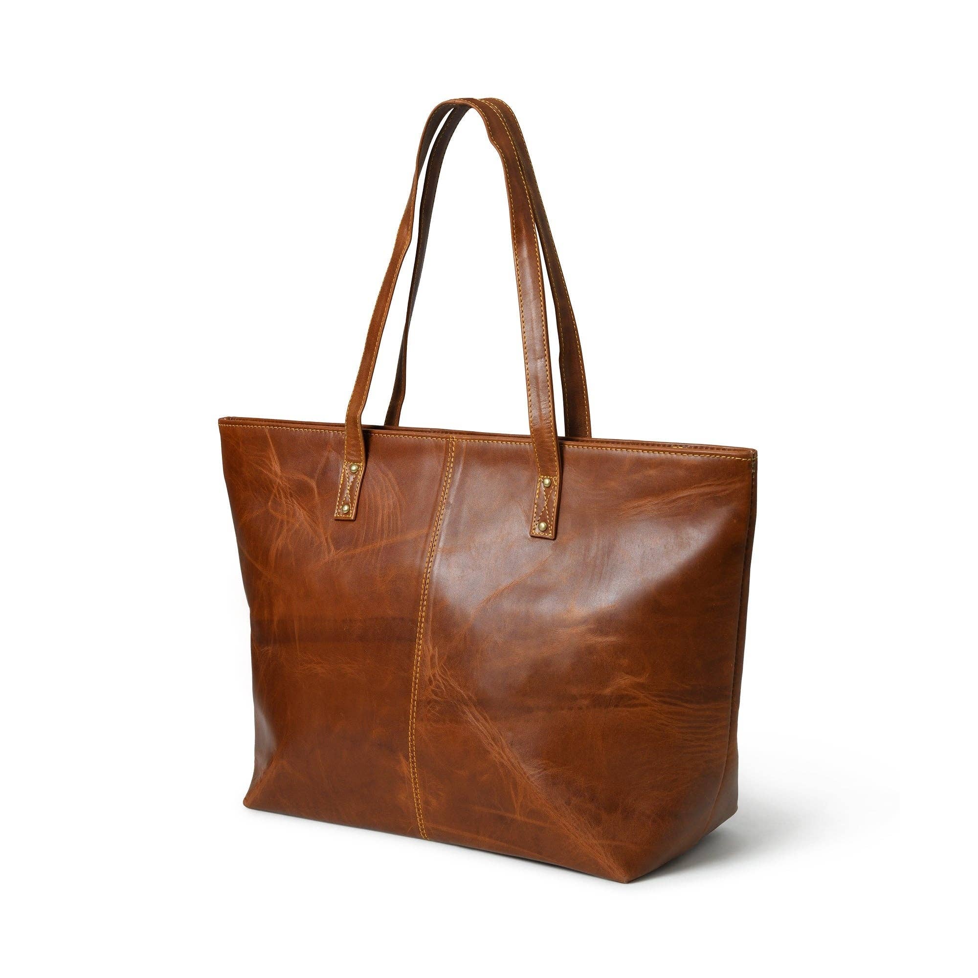 MaheTri LLC - Leather & Lifestyle Goods - Wholesale Tote Bag - Women's - The Kim Tote Bag- Cocoa Brown