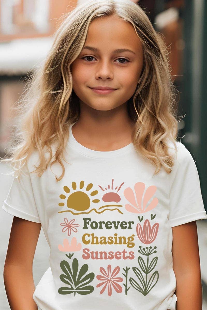Pink Irene Wholesale - Wholesale Shirt - Women's - Forever Chasing Sunsets Kids Graphic Tee