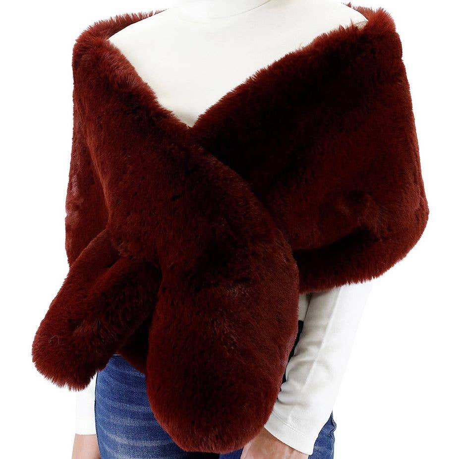 Diacly - Vente Châle – femme - Écharpe surdimensionnée en fausse fourrure de vison pour cheveux courts1