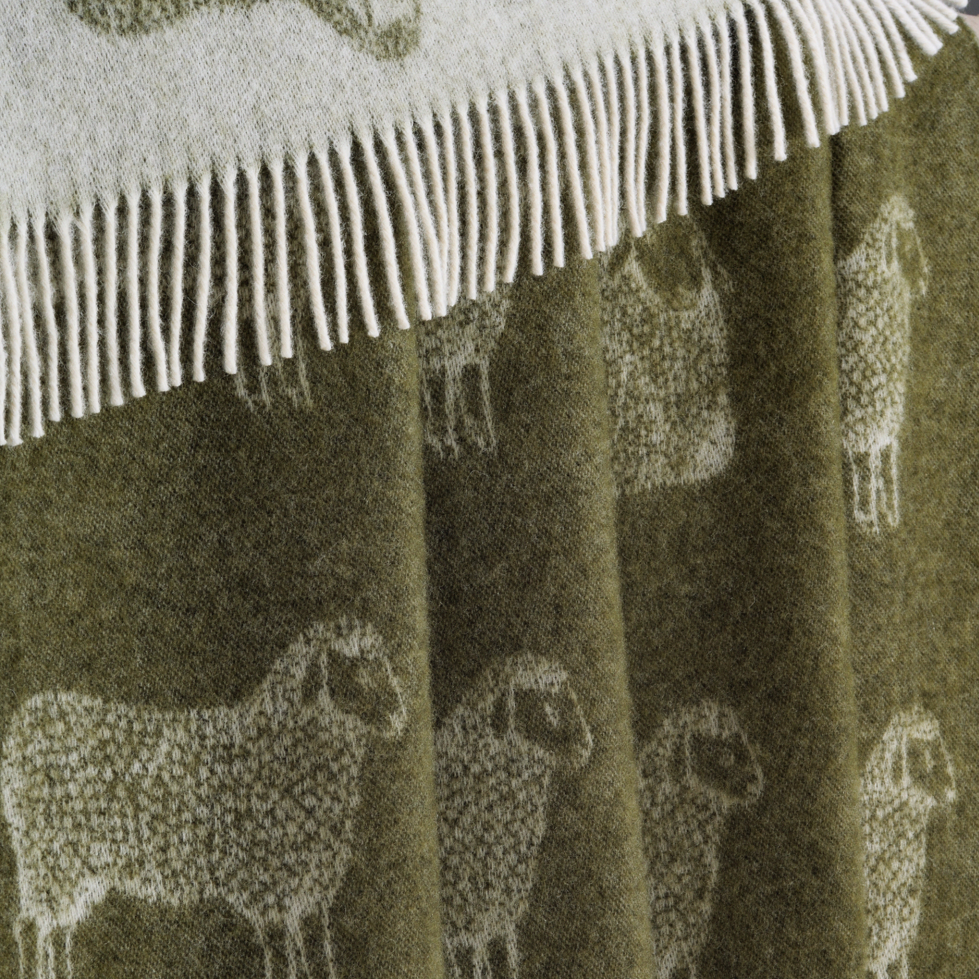 JJ Textile - Wholesale Throw Blanket - Sheep Mossy Green Pure Wool Throw6