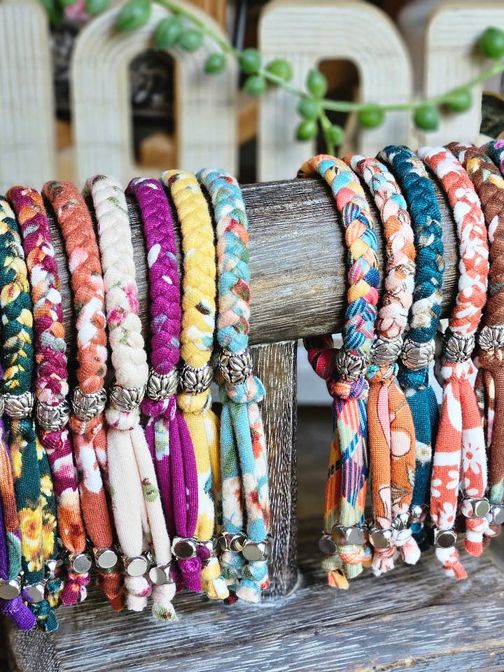 Fall Fabric Bracelet Singles - Variety Pack of 10 for wholesale by 3 Spoiled Sisters