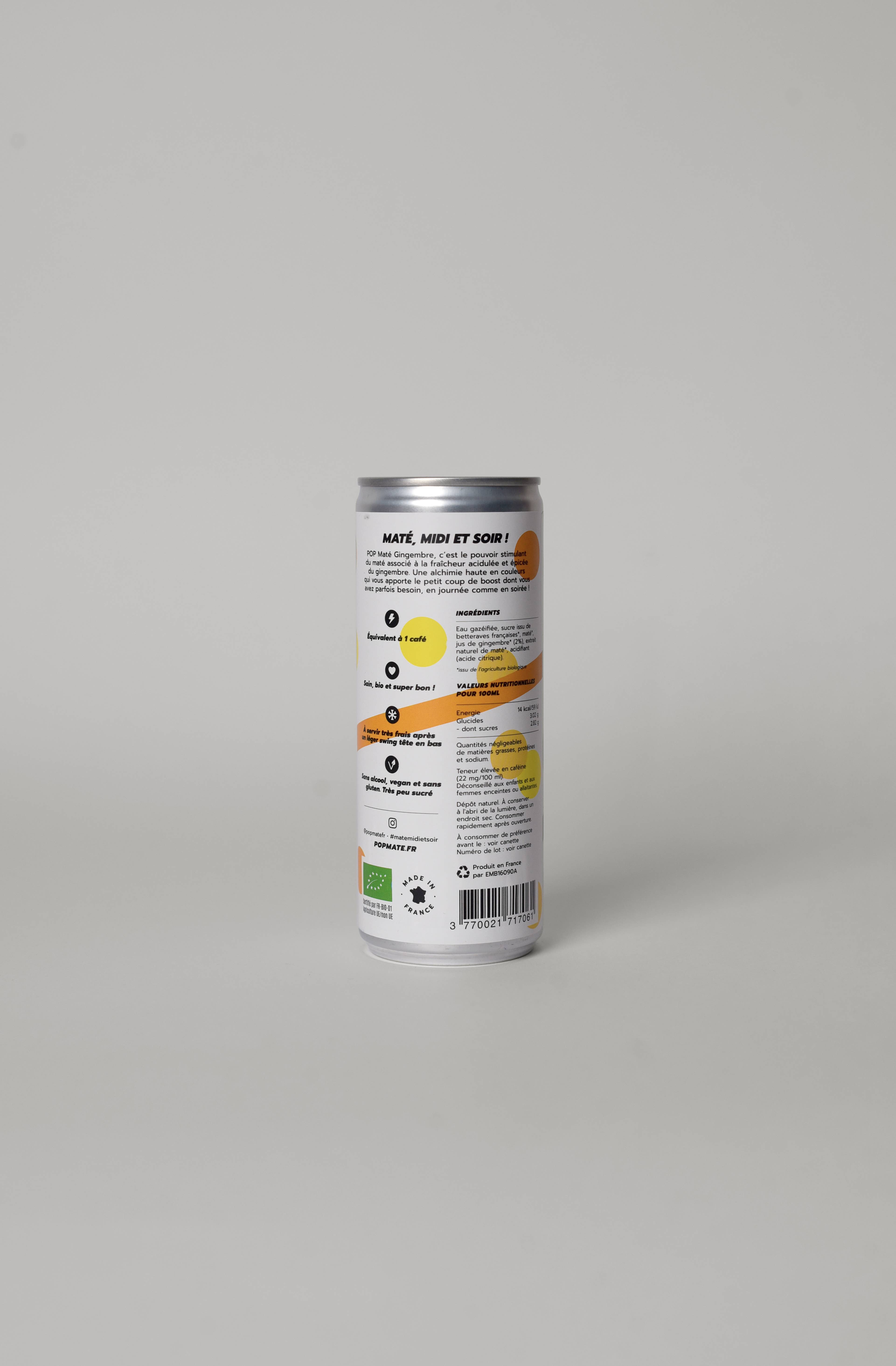 POP Maté - Wholesale Sports/Energy Drink - Organic Sparkling Mate - Ginger - Lemon - Canette3