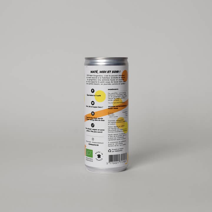 POP Maté - Wholesale Sports/Energy Drink - Organic Sparkling Mate - Ginger - Lemon - Canette3