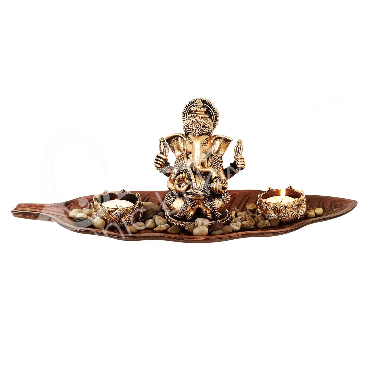 Oceanic Linkways Inc - Wholesale Candle Holder - TEALIGHT HOLDER - GANESHA 15"W X 5.5"D X 6.3"H0