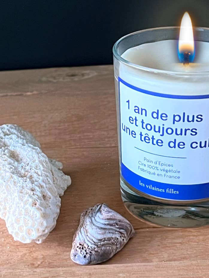 Candle "1 year older and still a butthead" for wholesale by Les Vilaines Filles