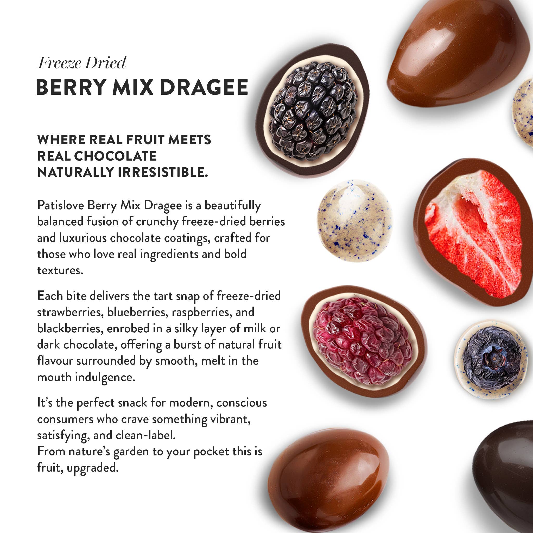 Patislove - Wholesale Chocolate Covered Sweets - Berry Mix Chocolate Coated Freeze Dried Dragee4