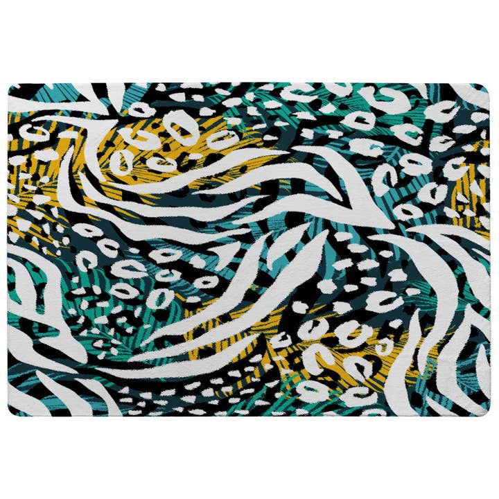 Tropical Leaves & Animal Print (Rug) for wholesale by Benjamin Tate Design