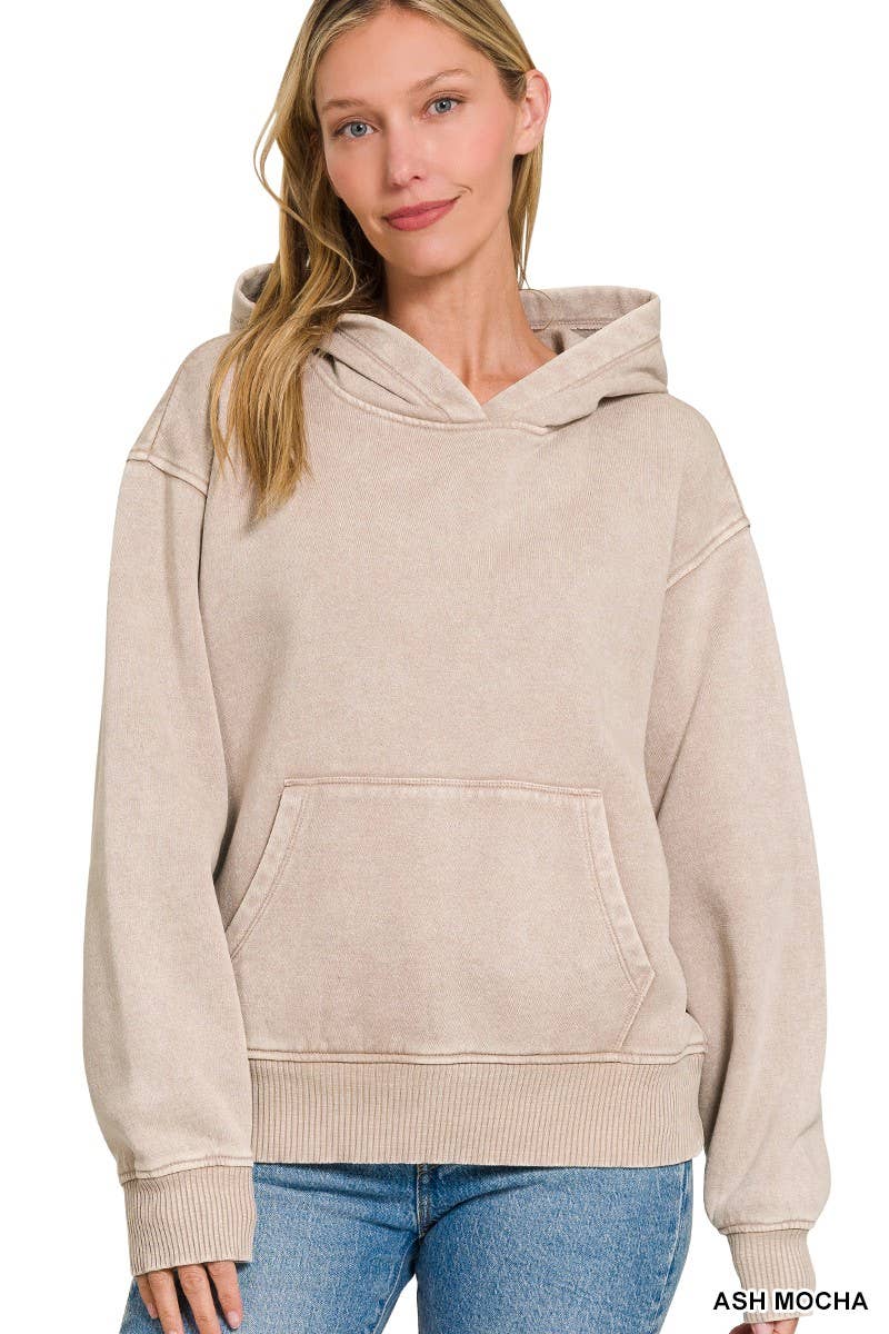 Vanilla Monkey – Hoodie – Mulher por atacado – Moletom com capuz de bolso canguru com lavagem ácido de lã1