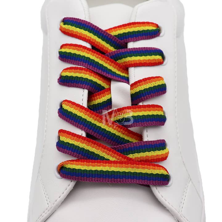 Regnbue Snørebånd | 120cm (vævet) for engroshandel hos Merchbaendchen