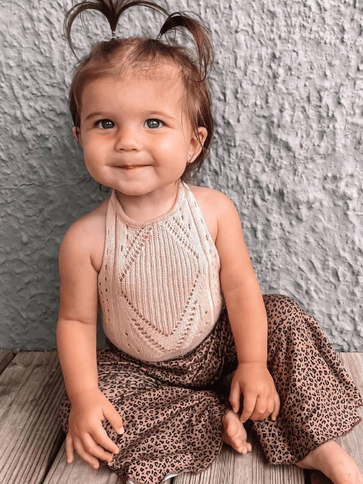 Bailey's Blossoms - Wholesale Bodysuit (Non-Footed) - Baby - Drake Crochet Halter Romper - Vanilla Cream3