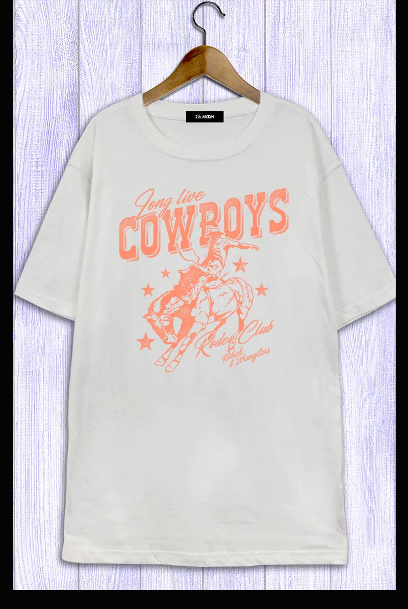 2&moon – wholesale Screen printed t-shirt – Women′s – Oversized Long Live Cowboys Graphic Tee 0